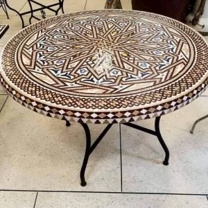 Table en Zellige "Atlas" – Grande Rosace aux Tons Chauds