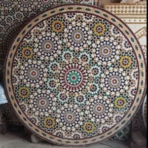 Table en Zellige "Souveraine" – Mosaïque Royale Multicolore