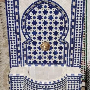 Fontaine en Zellige "Chefchaouen" – Étoiles Bleues et Bassin Sculpté