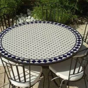 Table en Zellige "Riad Bleu" – Quadrillage Épuré