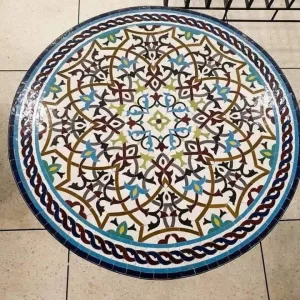 Table en Zellige "Palais Majorelle" – Entrelacs Multicolores